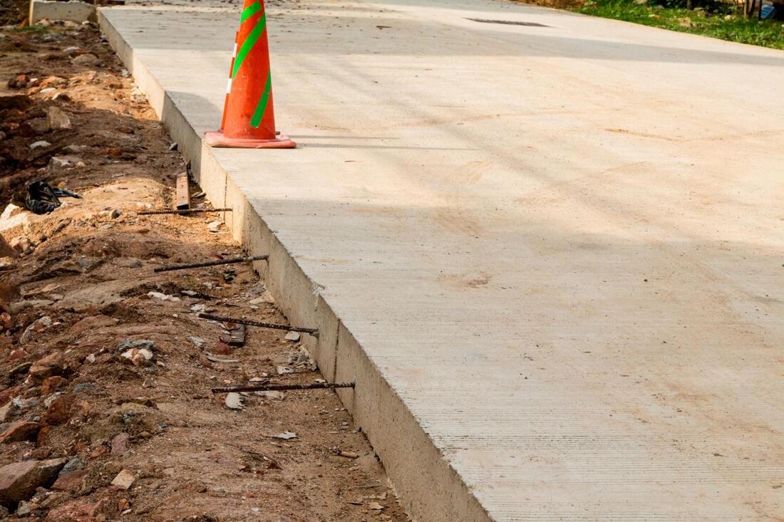 an under construction concrete driveway
